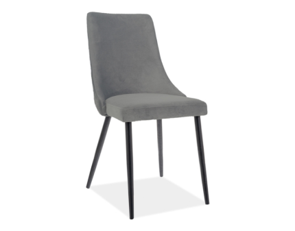 Scaun tapitat PIANO B MATT VELVET catifea mata grey 47x59xH93cm, picioare negre