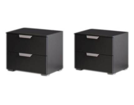 Set 2 noptiere cu 2 sertare ADITIO 40x42x42cm gri metalic