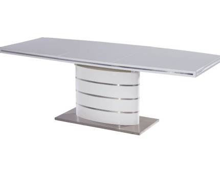 Masa extensibila FANO din MDF alb lucios, metal crom 180-240x100x77cm