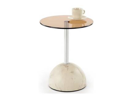 Masuta ARIANA BEIGE din sticla fumurie, metal cu efect de marmura bej, crom 40xH51cm