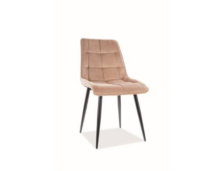 Scaun tapitat CHIC VELVET catifea beige 50x58xH88cm, picioare negre