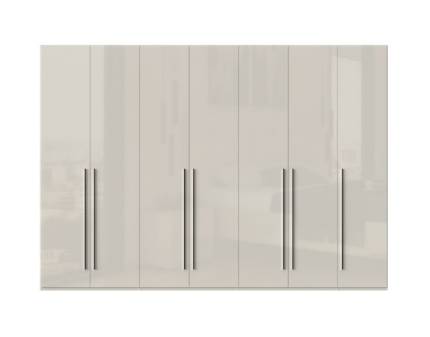 Dulap cu 7 usi cu balamale PIANO BEIGE 317x224x56cm bej lucios, manere crom