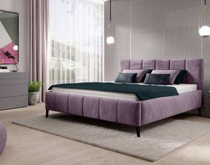 Cadru pat tapitat RIVA SR 140/ 160/ 180cm personalizabil, picioare negre