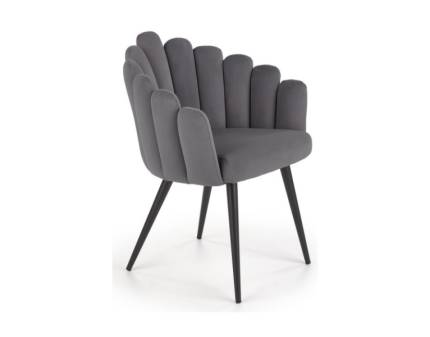 Scaun tapitat K410 elegant, catifea grey 65x62xH85cm, picioare negre