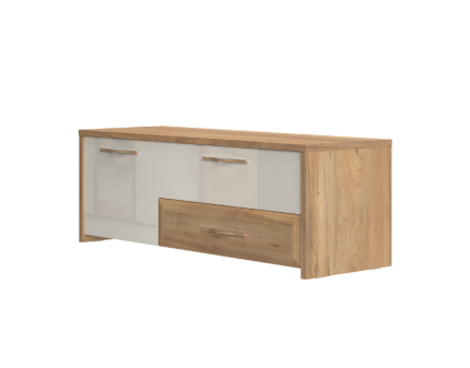 Comoda TV cu 1 usa si 2 sertare GALA 135x48x46cm bej lucios/ nuc Pacific