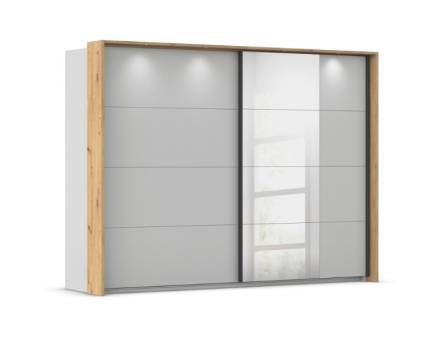 Dulap cu usi glisante CREDO 271x210x62cm silk grey / stejar Artisan - oglinda