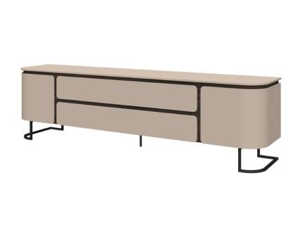 Comoda TV cu 2 usi si 2 sertare AURA 210x58x46cm mocca/ stejar Baroc, picioare antracit  