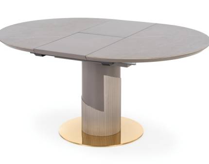 Masa extensibila MUSCAT din MDF si ceramica cu efect de marmura gri, metal auriu 120-160xH76cm