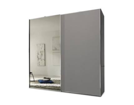 Dulap cu 2 usi glisante 113x222x68cm antracit mat/ gri mat - oglinda, maner crom model 2 SINFONIE PLUS 