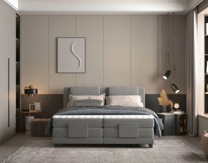 Pat Boxspring cu reglaj electric si topper integrat WAVE NEW 140/ 160/ 180cm personalizabil