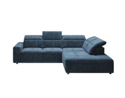 Coltar cu reglaj electric COLOMBO L cu lada pentru depozitare, tetiere reglabile, personalizabil 296x227cm