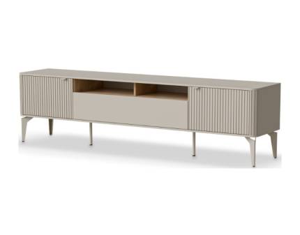 Comoda TV BELUCI 200x56x40cm casmir/ stejar cremona, picioare metal casmir  