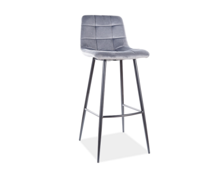 Set 2 scaune tapitate pentru bar MILA H-1 VELVET catifea grey 43x37xH105cm, picioare negre