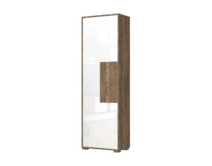 Dulap hol cu 1 usa STELA 63x197x36cm stejar tabac/ alb lucios
