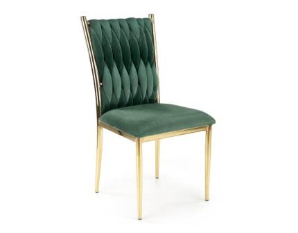 Set 6 scaune tapitate K436 elegante, catifea green 48x55xH94cm, cadru si picioare aurii