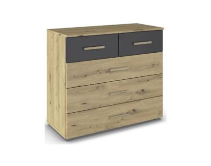 Comoda cu 5 sertare MOSBACH 80x81x42cm stejar artisan/ gri metalic