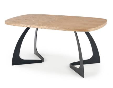 Masa extensibila VELDON din MDF si furnir natural stejar, metal negru 160-200x90xH75cm