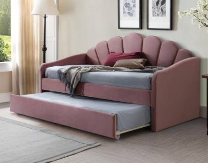 Pat tapitat cu somiera si pat suplimentar BELLA VELVET (90x200cm) catifea