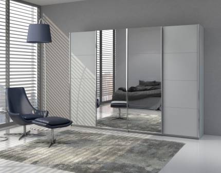 Dulap cu usi glisante SYNCRONO 271x211x62cm silk grey/ oglinda configurabil