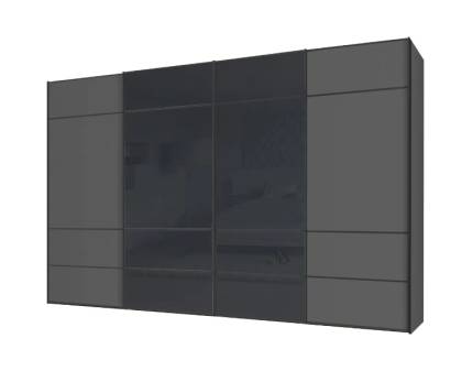 Dulap cu 4 usi glisante 400x240x68cm antracit mat/ antracit mat - sticla antracit, maner antracit model 112 SINFONIE PLUS  