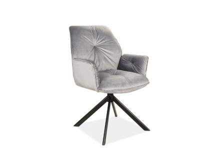 Scaun tapitat BOOGIE II VELVET rotativ, catifea grey 60x50xH89cm, picioare negre