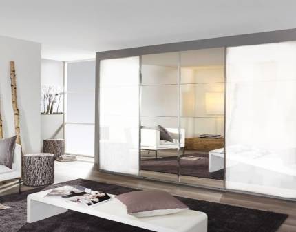 Dulap cu usi glisante SYNCRONO 361x211x62cm alb lucios/ oglinda configurabil