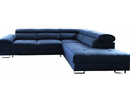 Coltar extensibil COSTA cu lada pentru depozitare, tetiere reglabile, albastru inchis 285x233cm