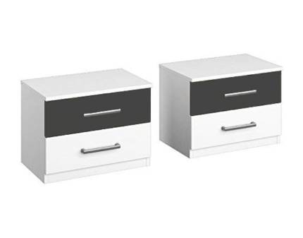 Set 2 noptiere cu 2 sertare BARCELONA 47x43x42cm alb alpin/ gri metalic