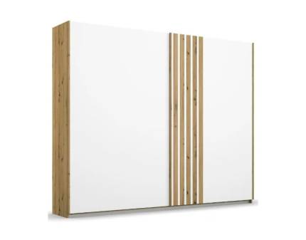Dulap cu usi glisante MOSBACH 226x210x62cm stejar Artisan/ alb alpin, maner stejar