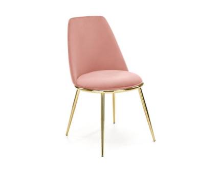 Scaun tapitat K460 luxury, catifea pink 49x54xH84cm, picioare aurii
