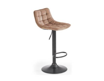 Scaun tapitat pentru bar H95 reglabil pe inaltime, catifea beige 43x35xH84-106cm, picior negru