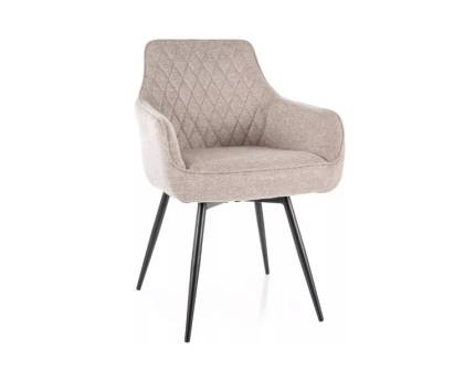 Scaun tapitat SERVIO BREGO rotativ, material textil cream 55x58xH88cm, picioare negre