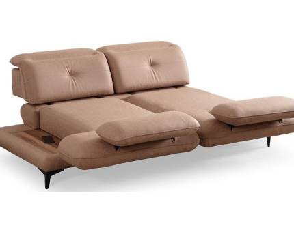 Canapea cu sezut rotativ TORINO RELAX cu masute laterale integrate, port USB, tetiere reglabile, spatar ajustabil, cotiere reglabile, personalizabila 235x105cm 