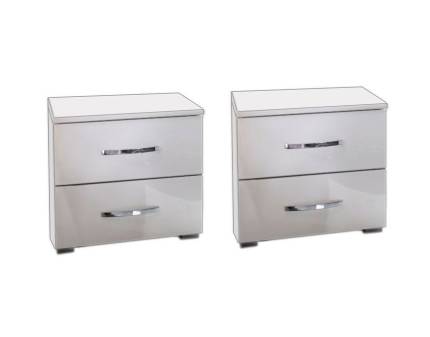 Set 2 noptiere cu 2 sertare ADITIO 47x43x42cm alb alpin/ alb lucios 