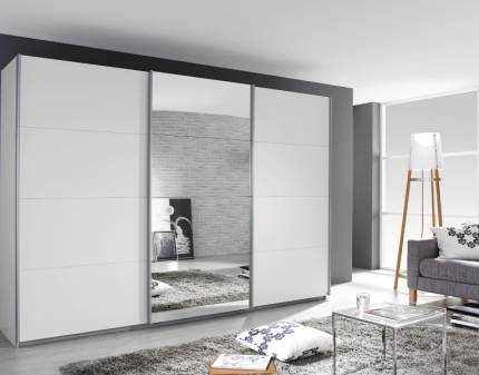 Dulap cu usi glisante KULMBACH 271x210x62cm alb alpin/oglinda configurabil