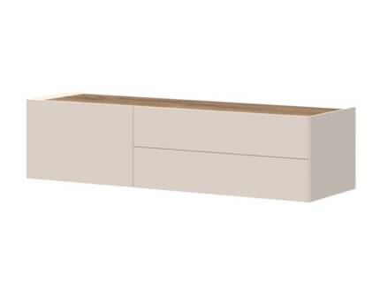 Comoda TV suspendata cu 1 usa si 2 sertare SKY 45 148x37x47cm casmir/ stejar tabac
