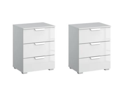 Set 2 noptiere cu 3 sertare ADITIO 47x62x42cm alb alpin/ alb lucios 
