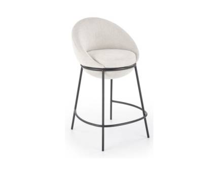 Scaun tapitat pentru bar H118 design rotunjit, material textil beige 53x57xH90cm, picioare negre