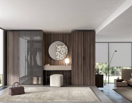 Dulap cu 5 usi cu balamale si masa de make-up WALNUT 370x230x68cm