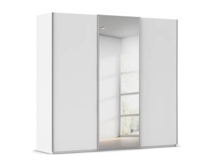 Dulap cu usi glisante TARO 242x223x69cm alb alpin/ oglinda, maner aluminiu