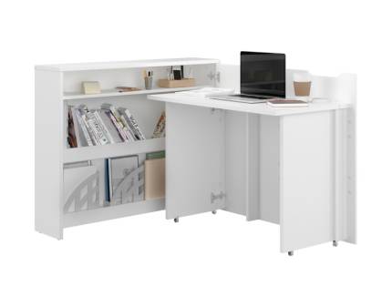 Birou pliabil WORK CONCEPT pe colt dreapta transformabil, alb 115x93x27cm  