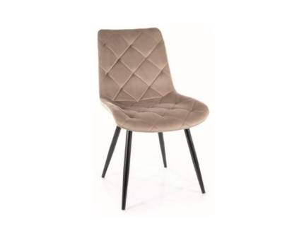 Scaun tapitat RALPH VELVET modern, catifea beige 51x63xH88cm, picioare negre