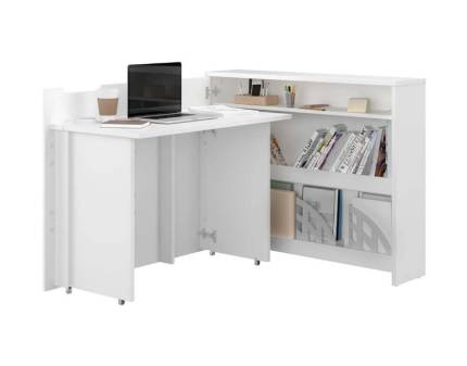 Birou pliabil WORK CONCEPT pe colt stanga transformabil, alb 115x93x27cm 