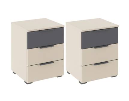 Set 2 noptiere SAJO champagne/ gri metalic 40x52x40cm