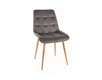 Scaun tapitat CHIC D VELVET catifea grey 50x58xH88cm, picioare nuanta lemnului