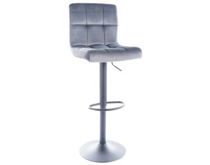 Scaun tapitat pentru bar C-105 VELVET reglabil pe inaltime, catifea grey 42x47xH96-117cm, picior negru