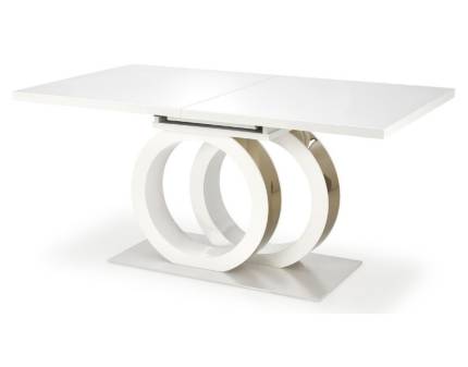 Masa extensibila GALARDO din MDF alb lucios, metal auriu 160-200x90xH76cm