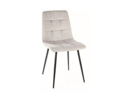 Scaun tapitat MILA VELVET catifea light grey 45x53xH86cm, picioare negre