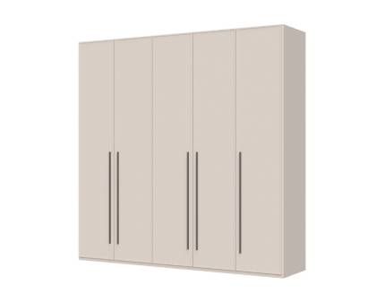 Dulap cu 5 usi cu usi balamale OPERA 227x224x56cm casmir, manere maro