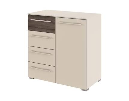 Comoda cu 1 usa si 4 sertare LUANA 80x81x42cm champagne/ Atlantic Dark, manere champagne  